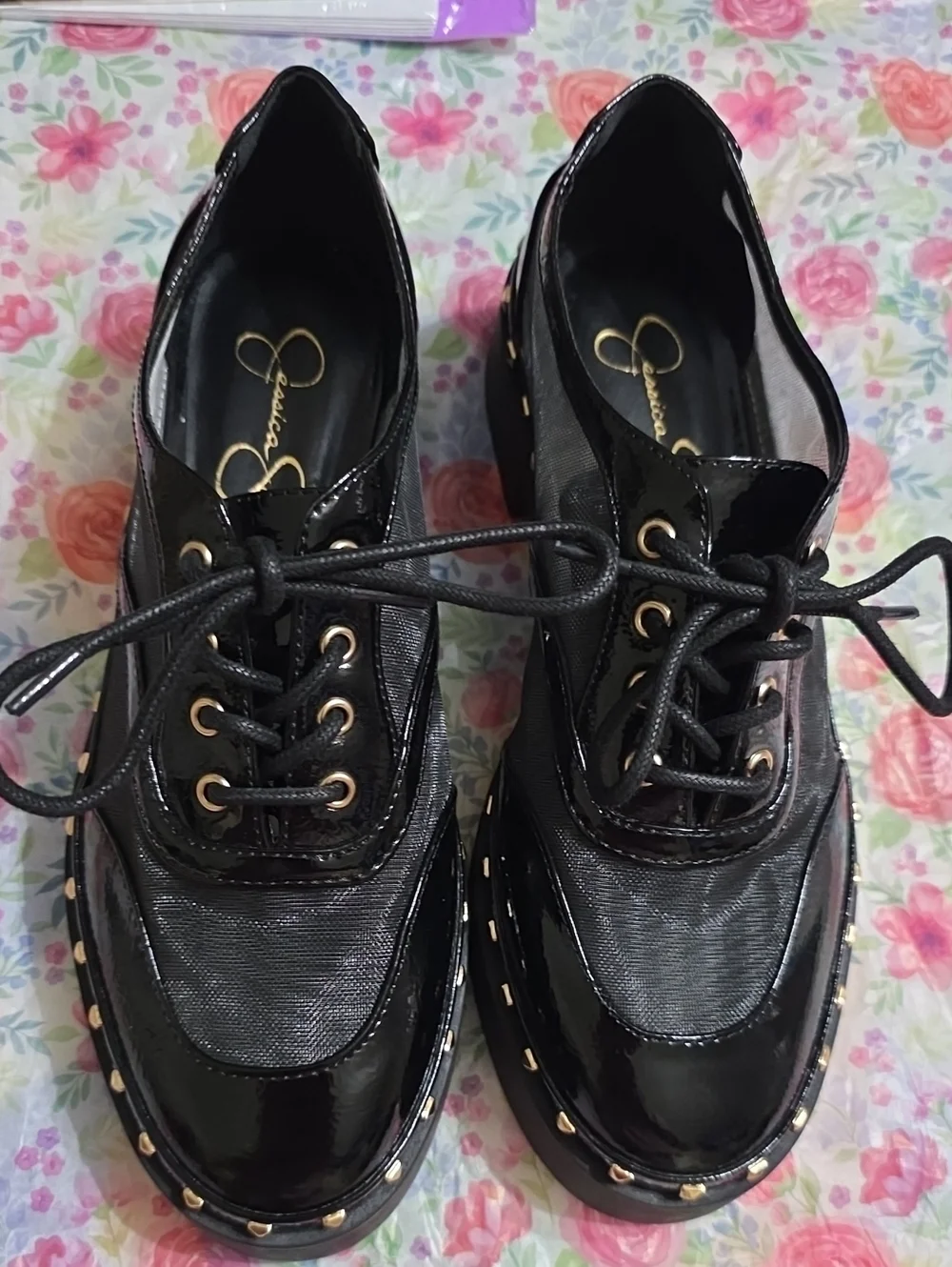 Black Women's Platform Lace-Up Oxfords
